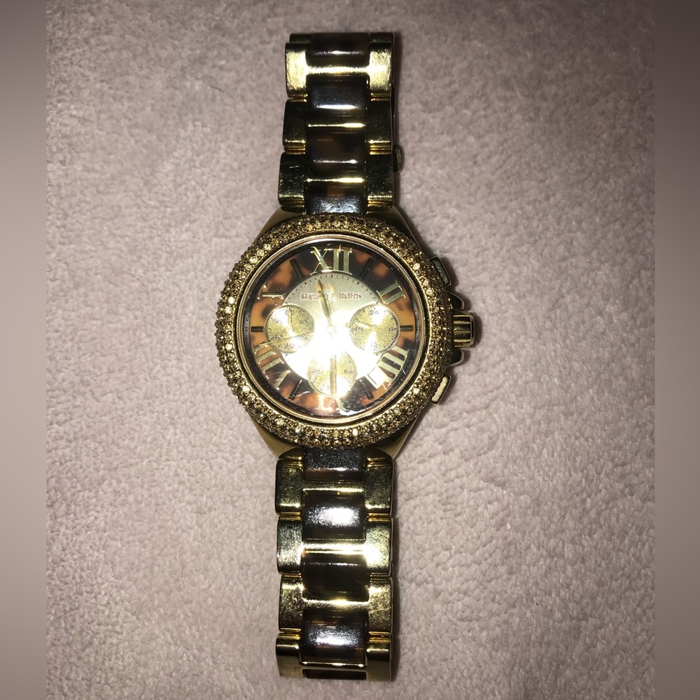 authentic michael kors gold tortoiseshell watch